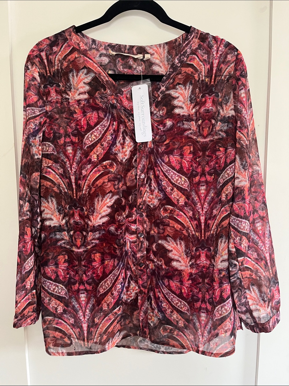 NWT Soft Surroundings Tasha Top – Multi Tapestry Print | Size PM
